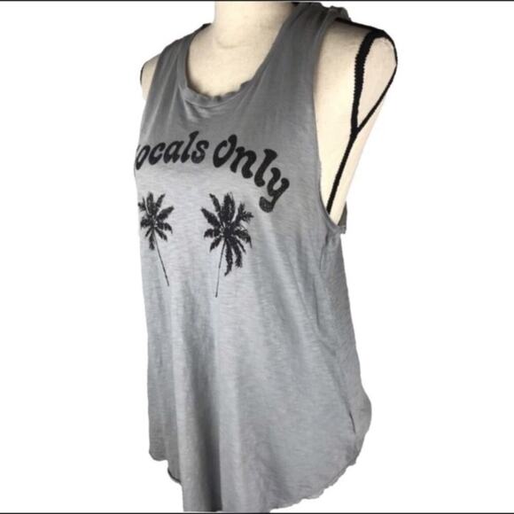 Sundry Graphic Tank Top Locals Only Racerback Gray Womens sz Sm Scoopneck - Picture 3 of 6